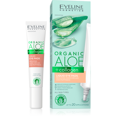 Organic Aloe + Collagen Liquid Eye Pads Reducing Dark Circles and Puffiness