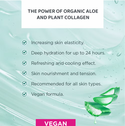 Organic Aloe + Collagen Liquid Eye Pads Reducing Wrinkles and Crow's Feet