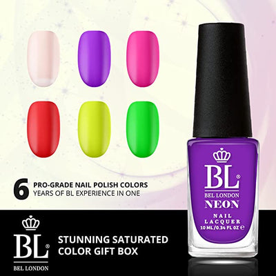 BEL London Neon City Nail Set - 6 Pack Nail Lacquers Gift Box